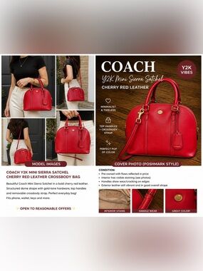 Coach Y2K Mini Sierra Satchel 
 Cherry Red Leather Satchel Minimalist Fashion